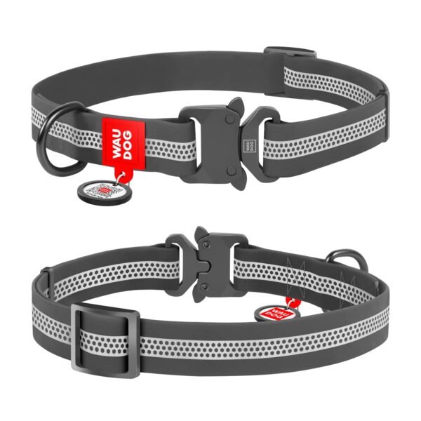 WAUDOG Waterproof dog collar
with QR-passport, reflective,
metal buckle-fastex