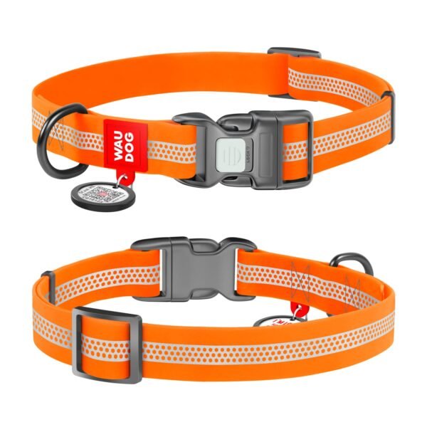 WAUDOG Waterproof dog collar
with QR-passport, reflective,
plastic buckle